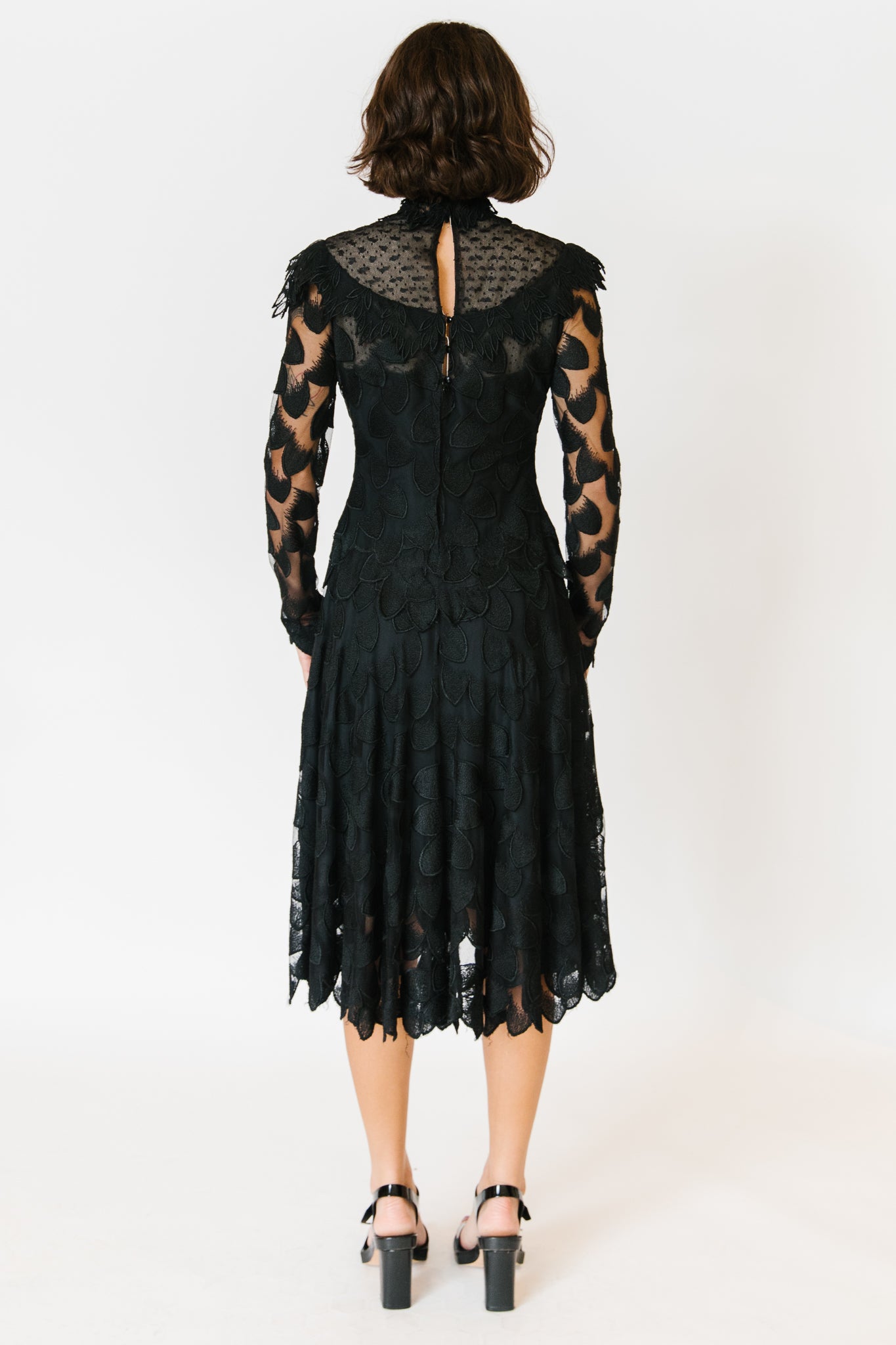 1930s Edwardian Black Lace Dress