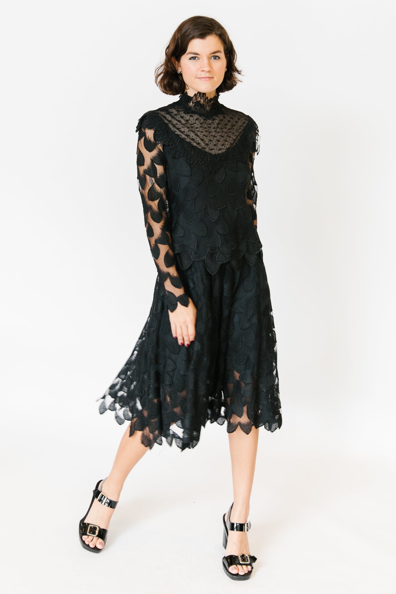 1930s Edwardian Black Lace Dress