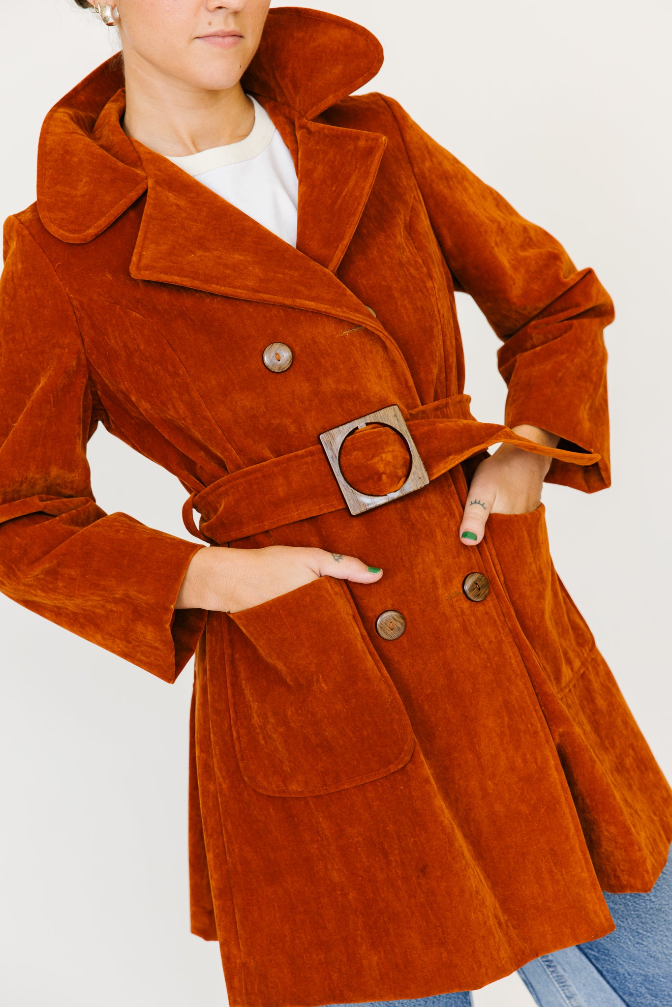 Burnt Orange Velveteen Coat