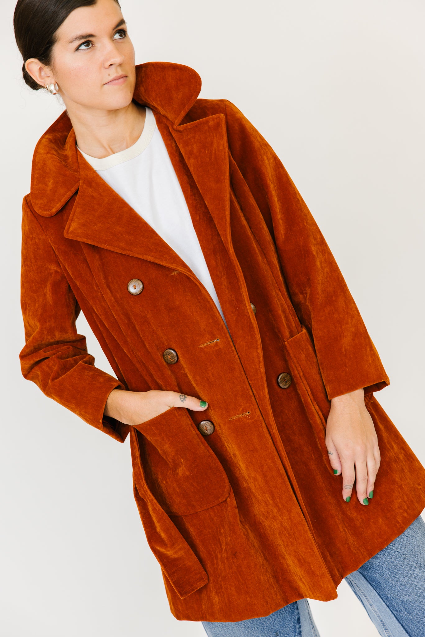 Burnt Orange Velveteen Coat