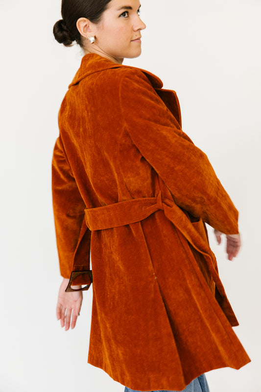 Burnt Orange Velveteen Coat