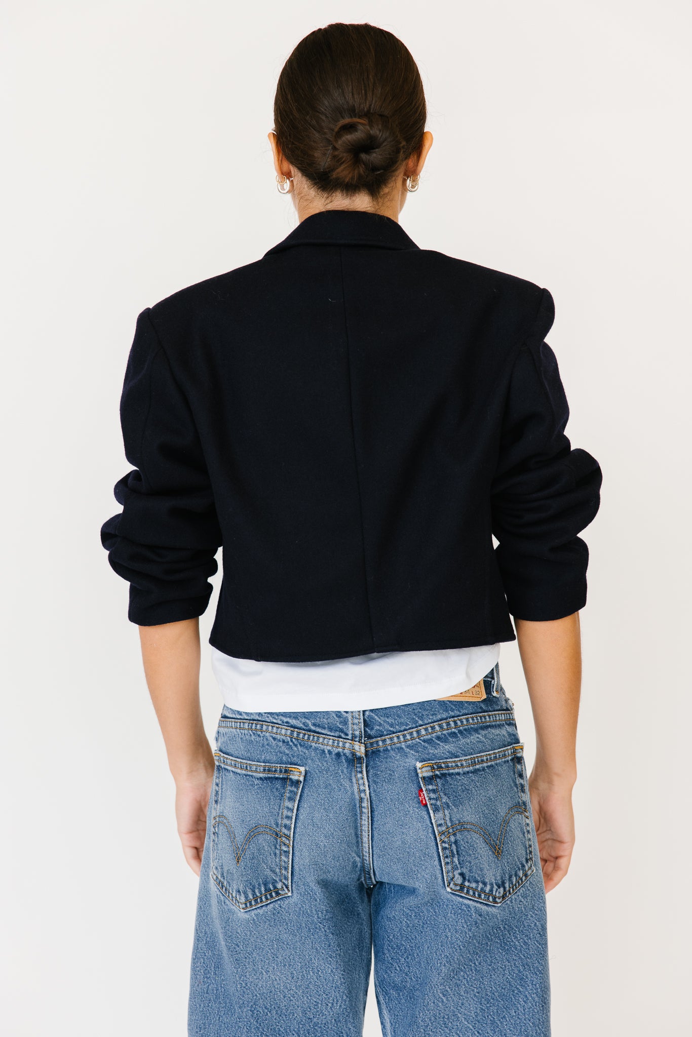 Cropped Navy Wool Jacket