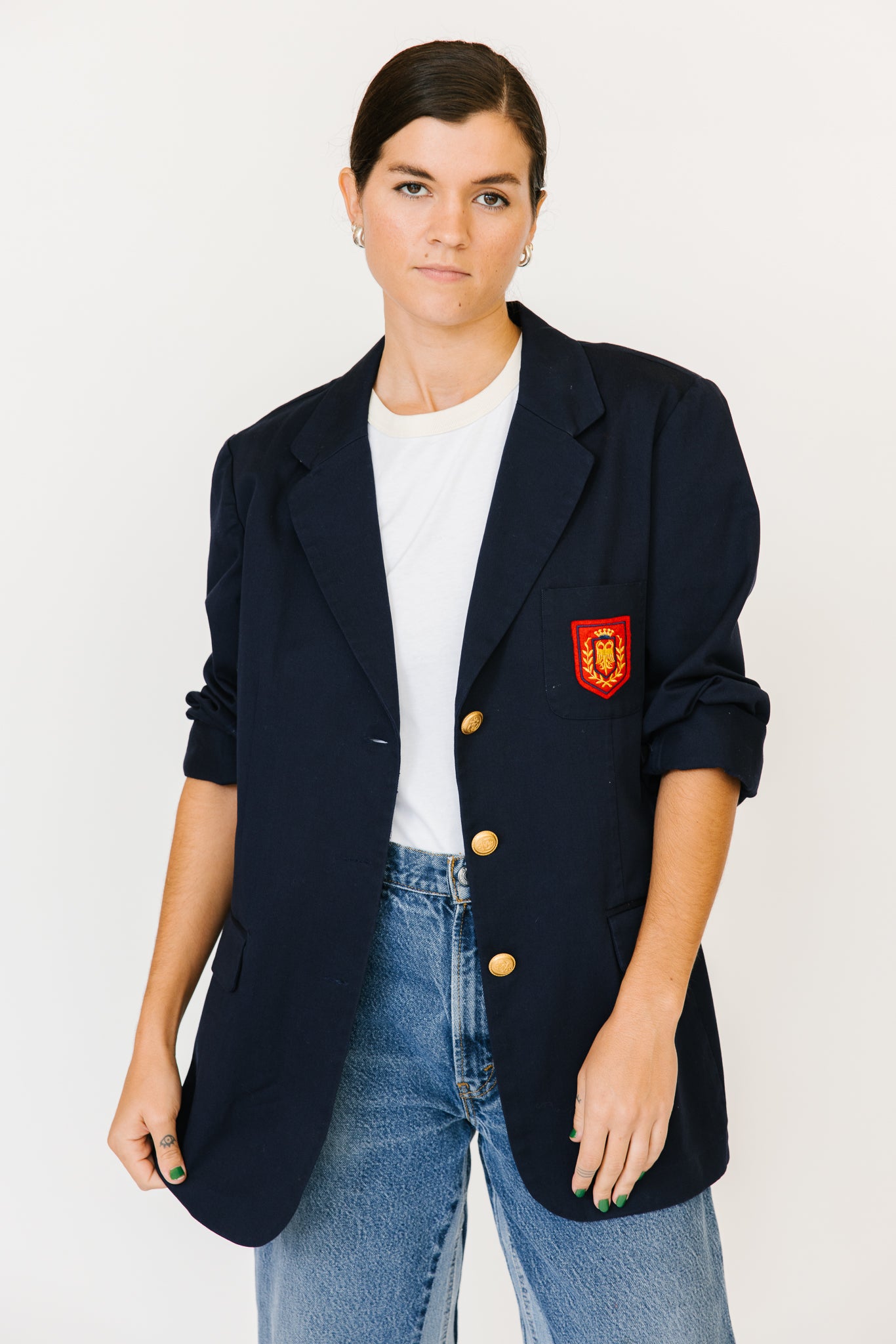 J.G Hook Navy Cotton Blazer