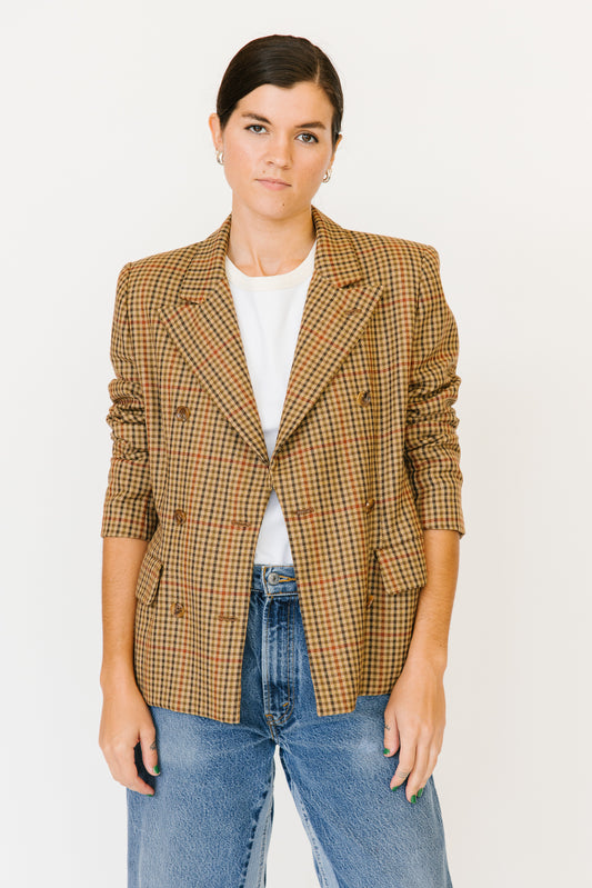 Bill Blass Brown Plaid Blazer