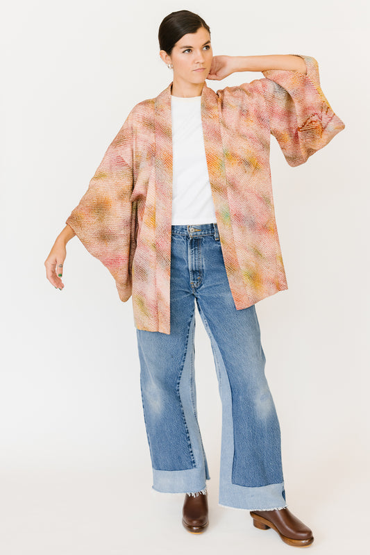 Multicolor Silk Kimono