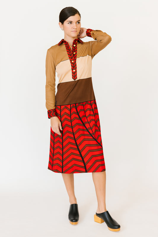 Roberta Di Camerino Brown and Red Knit Dress