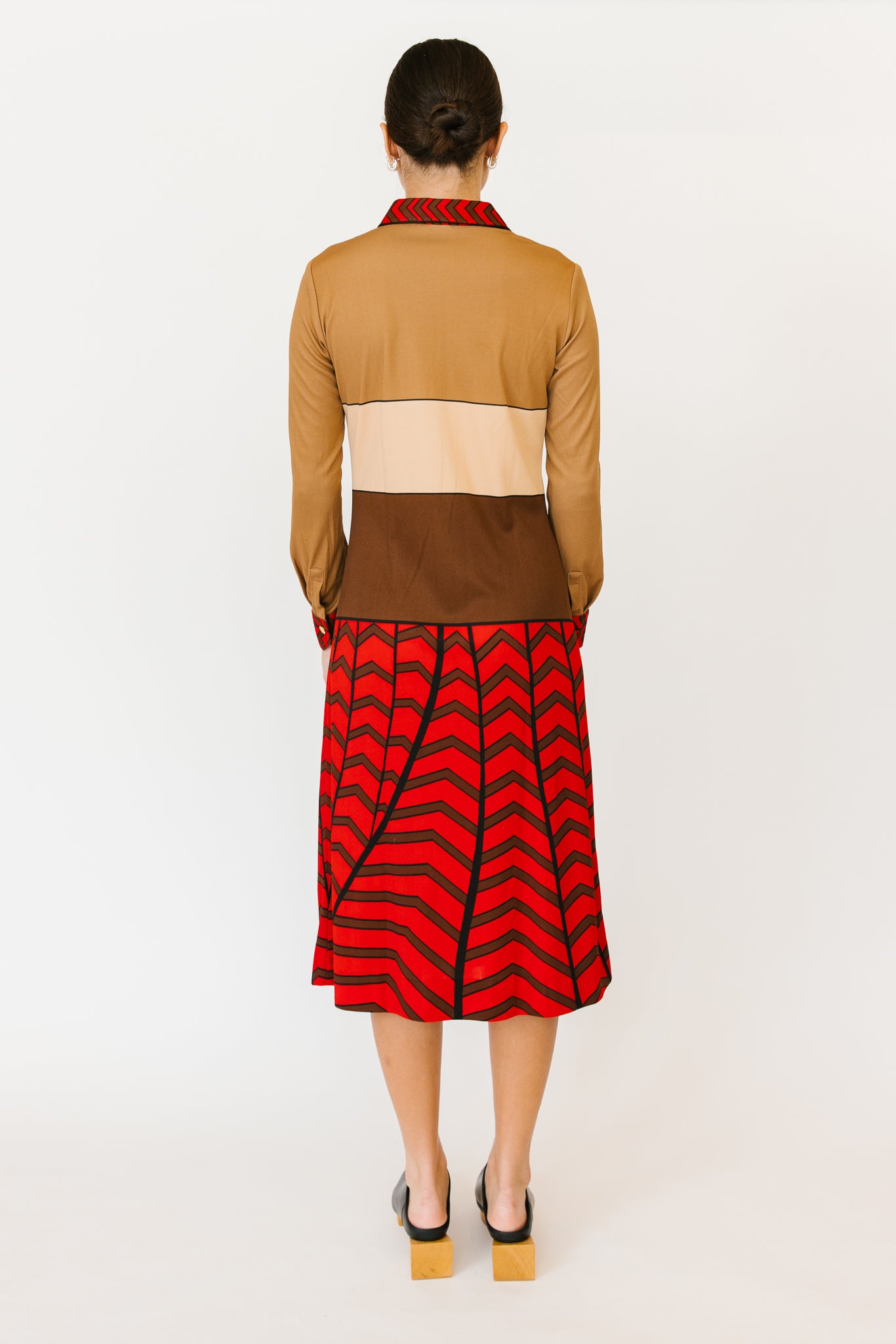 Roberta Di Camerino Brown and Red Knit Dress