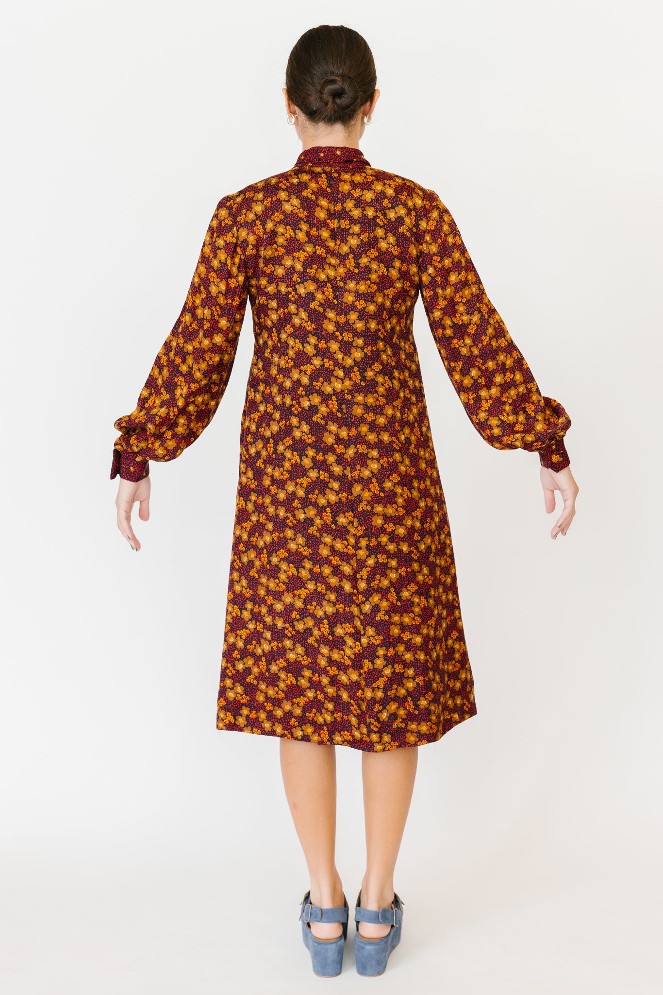 Stanley Platos Fall Floral Pussy Bow Dress