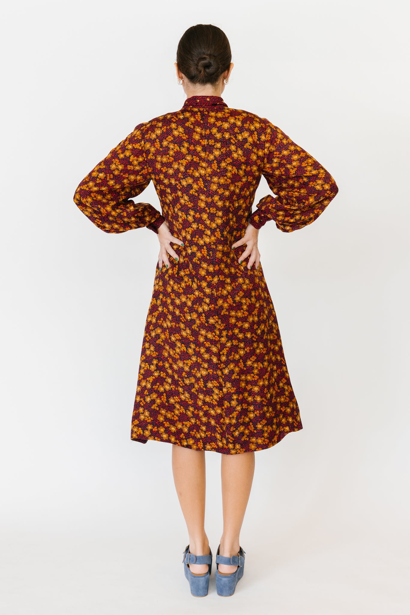 Stanley Platos Fall Floral Pussy Bow Dress