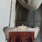 Iridescent Beaded Orange Purse with Sterling Silver Clasp