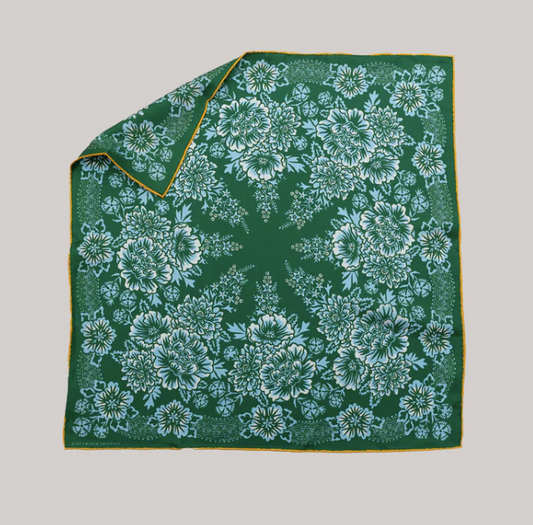 Last Chance Textiles Silk Twill Scarf - Blossom in the Garden Green