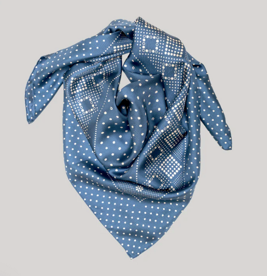 Last Chance Textiles Silk Twill Scarf - Daisy in Denim Blue