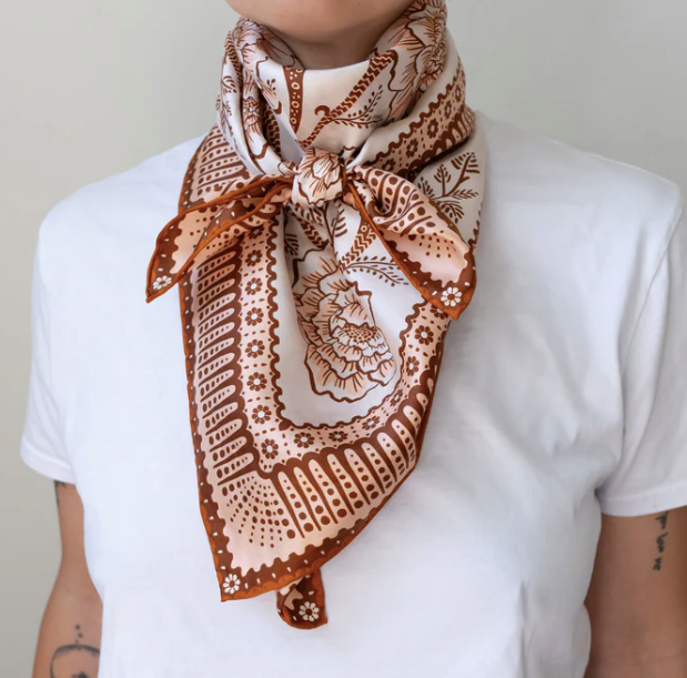 Last Chance Textiles Silk Twill Scarf - Ramble in Sandstone