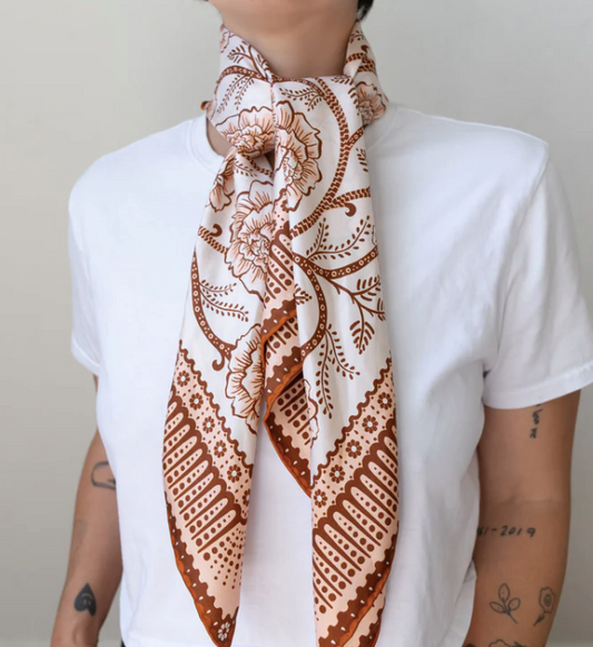 Last Chance Textiles Silk Twill Scarf - Ramble in Sandstone