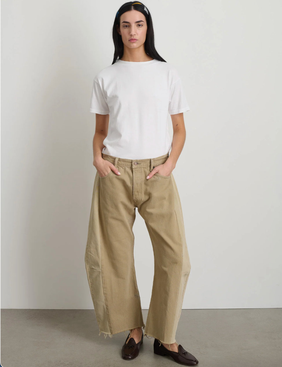 B Sides Vintage Lasso Jean Slouch Crop Classic Faded Khaki