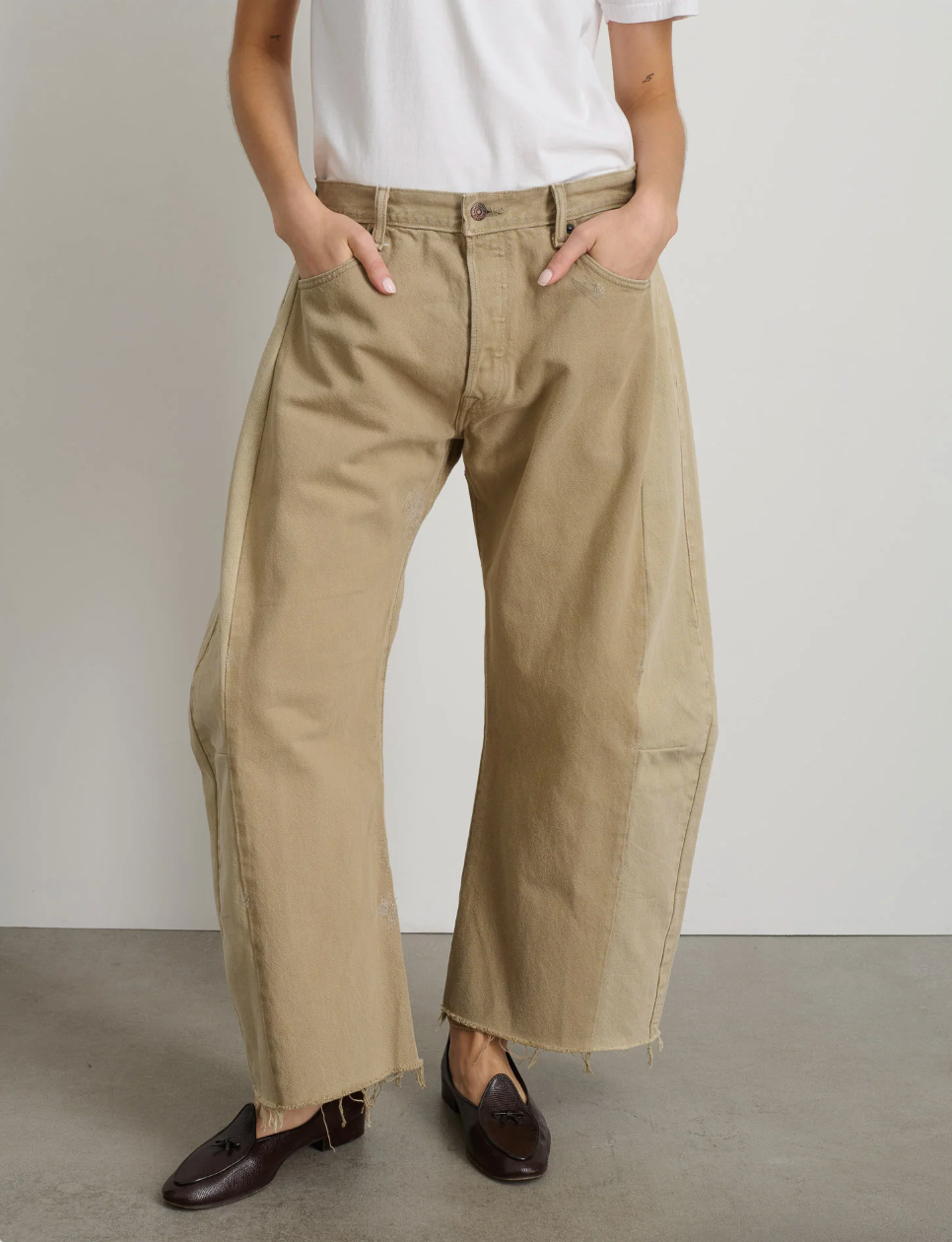 B Sides Vintage Lasso Jean Slouch Crop Classic Faded Khaki