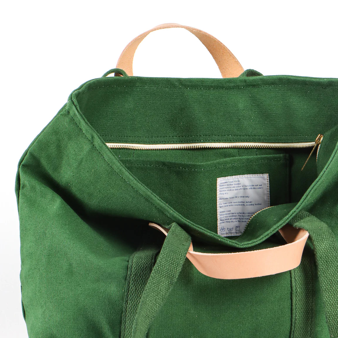 Immodest Cotton Small Zipper Tote - Pine+Ocean