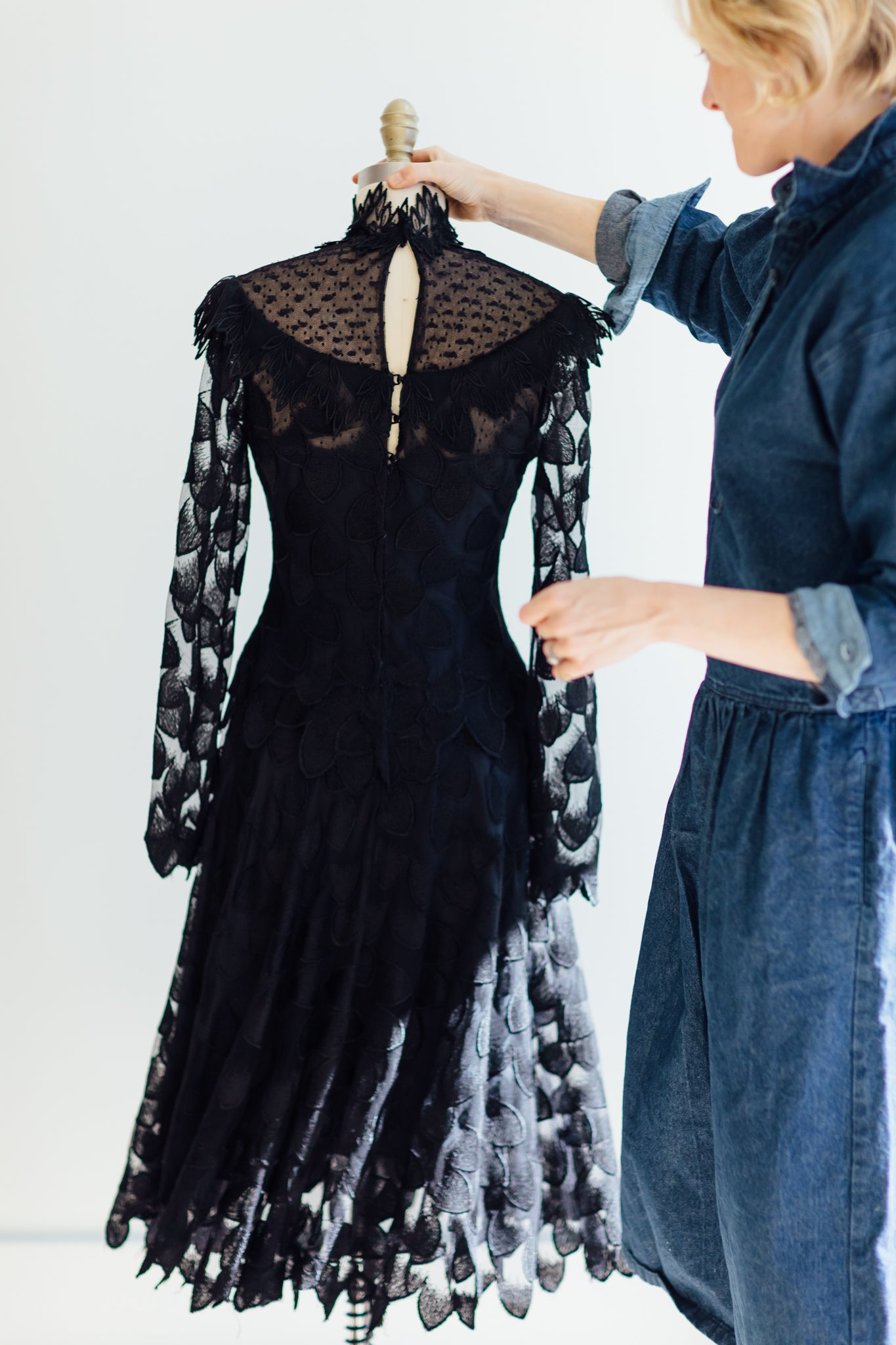 1930s Edwardian Black Lace Dress mkquinlan